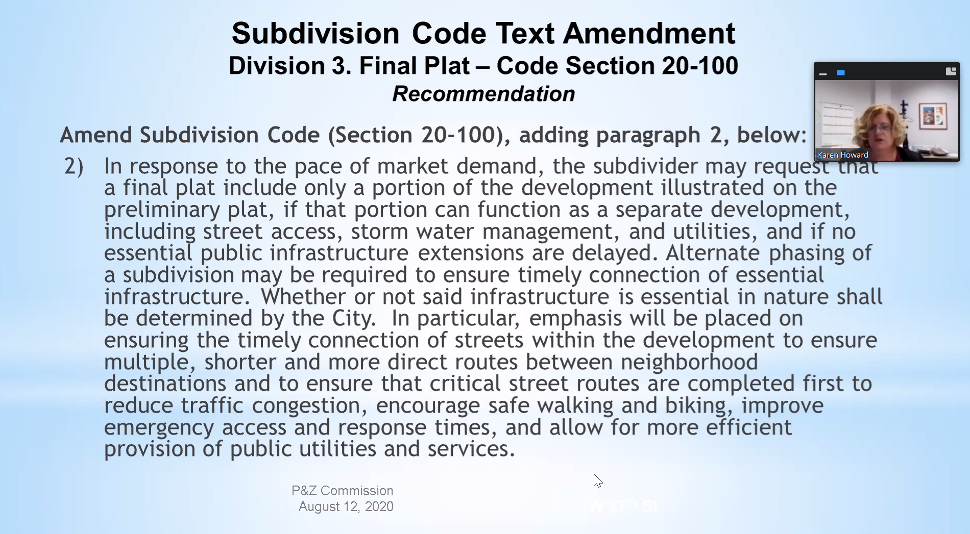 Recommended amendment to Cedar Falls City Code